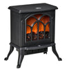 HOMCOM Freestanding Electric Fireplace Stove Heater w/ Flame Effect 750W/1500W, Black