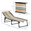 Outsunny Folding Chaise Lounge Pool Chairs, Outdoor Sun Tanning Chairs, Folding, Reclining Back, Steel Frame & Breathable Mesh for Beach, Yard, Patio, Rainbow Striped