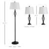 HOMCOM Stand-Up Tall Floor Lamp with Metal Round Base, Adjustable Support Pole, E26 Bulb base - Silver/Beige