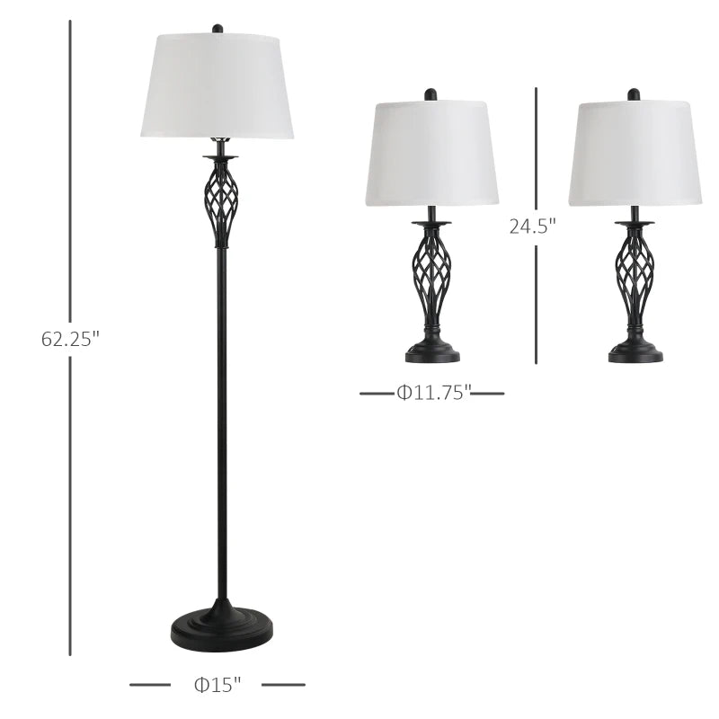 HOMCOM Arc Tree Floor Lamp with 3 Adjustable Rotating Lights, Industrial Standing Lamp with Steel Frame, Black