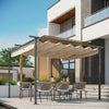 Outsunny 11.5' x 11.5' Retractable Pergola Canopy, Outdoor UV Protection & Sun Shade, Steel Frame for Garden, Grill, Patio, Backyard, Gray