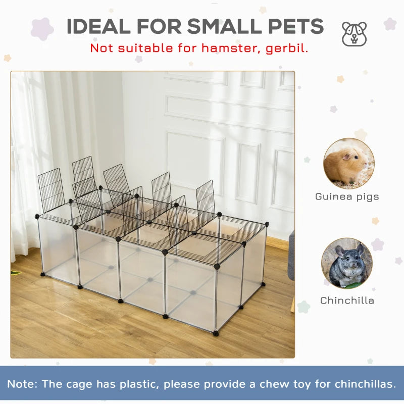 PawHut Pet Playpen Small Animal Cage Transparent Customizable Fence with Door for Hamster, Guinea Pigs, Chinchilla, 14 x 18 in