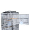 PawHut 63" Metal Indoor Bird Cage Starter Kit with Detachable Rolling Stand, Storage Basket, and Accessories - Black