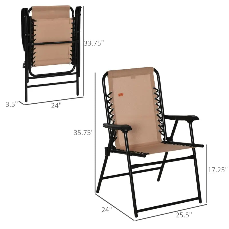 Outsunny Folding Patio Chair, Outdoor Portable Armchair Camping Chair for Camping, Pool, Beach, Lawn, Deck, Beige