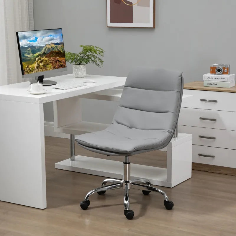 Vinsetto Armless PU Office Chair Mid-Back Computer Desk Chair w/ Adjustable Height