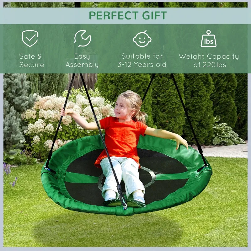 Outsunny Baby Swing Seat Wooden Toy Horse with Cotton Cushion Pillow Indoor Outdoor
