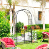 Outsunny Outdoor Metal Garden Arbor Arch with Double Gate, Weather-Fighting Dark Grey Epoxy Coating, & Steel Construction