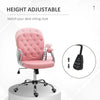 Vinsetto Vanity PU Leather Mid Back Office Chair Swivel Tufted Backrest Task Chair with Padded Armrests, Adjustable Height, Rolling Wheels, Pink