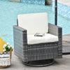 Outsunny Outdoor 360° Swivel PE Wicker Lounge Armchair with Thick Soft Padded Cushions & Strong Steel Frame, Cream White
