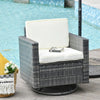 Outsunny Outdoor 360° Swivel PE Wicker Lounge Armchair with Thick Soft Padded Cushions & Strong Steel Frame, Grey