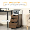 HOMCOM 3 Drawer Storage Cabinet with Castors for Home Office, Brown Wood Grain