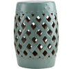 Outsunny 13" x 18" Ceramic Garden Stool with Woven Lattice Design & Glazed Strong Materials, Antique Blue