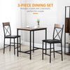 HOMCOM 3 Piece Dining Table Set, Bar Table and Chairs Set with PU Padded Stools and Steel Frame for Kitchen, Small Space, Brown