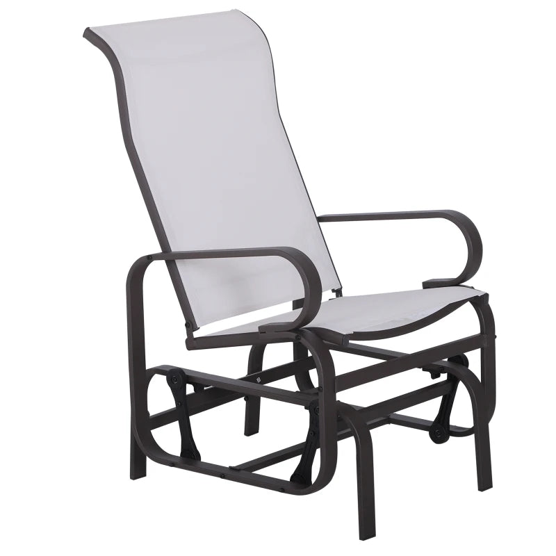 Outsunny Gliding Lounger Chair, Outdoor Swinging Chair with Smooth Rocking Arms and Lightweight Construction for Patio Backyard, Beige