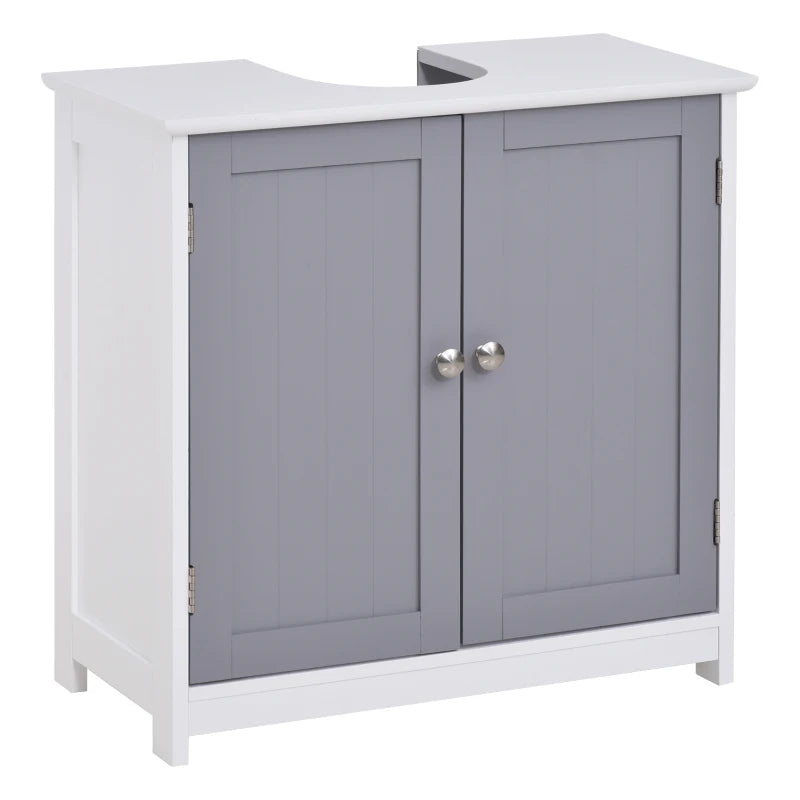 kleankin Short Pedestal Under Sink Bathroom Cabinet Storage Standing Unit w/ 2 Doors
