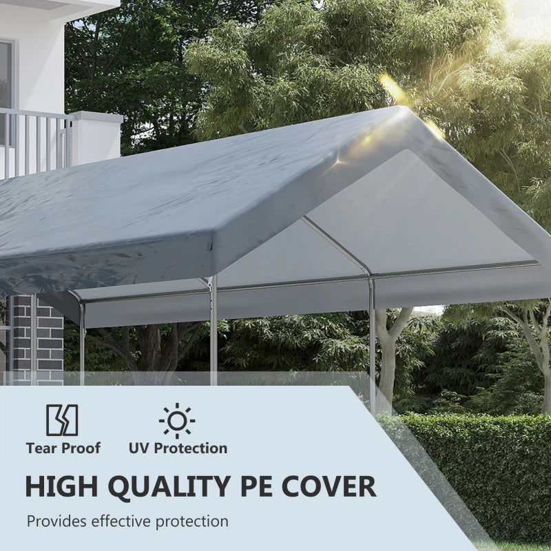 Outsunny 10' x 20' Heavy Duty Carport, Portable Garage & Patio Canopy Tent Storage Shelter, 8.7'-10.2' Adjustable Height, Anti-UV Cover for Car, Truck, Boat, Catering, Wedding, White