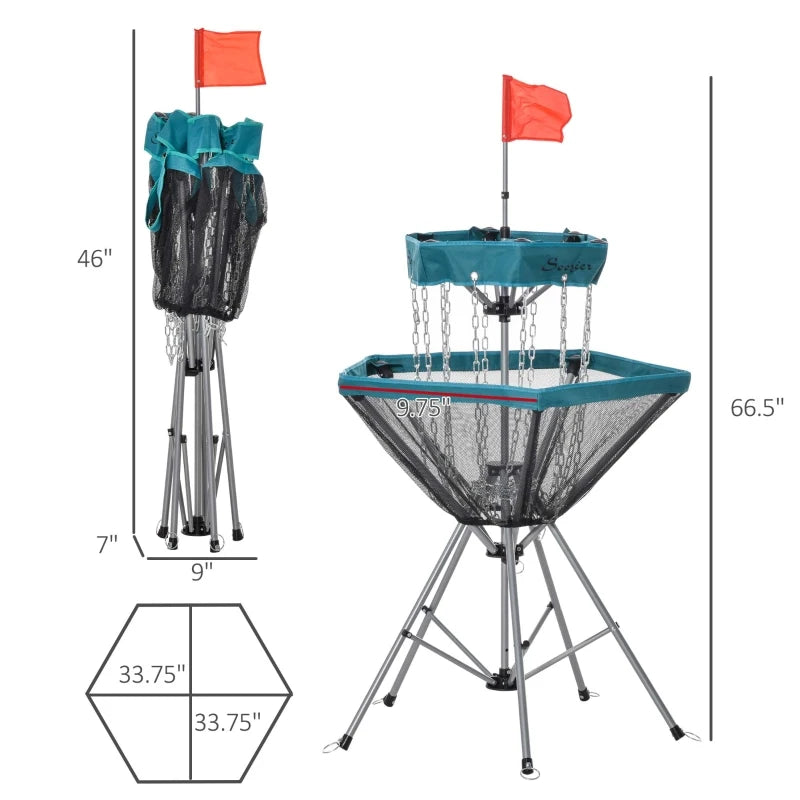 Soozier Disc Golf Target w/ High Visibility Chains, Easy Set Up & Storage for Backyard-1