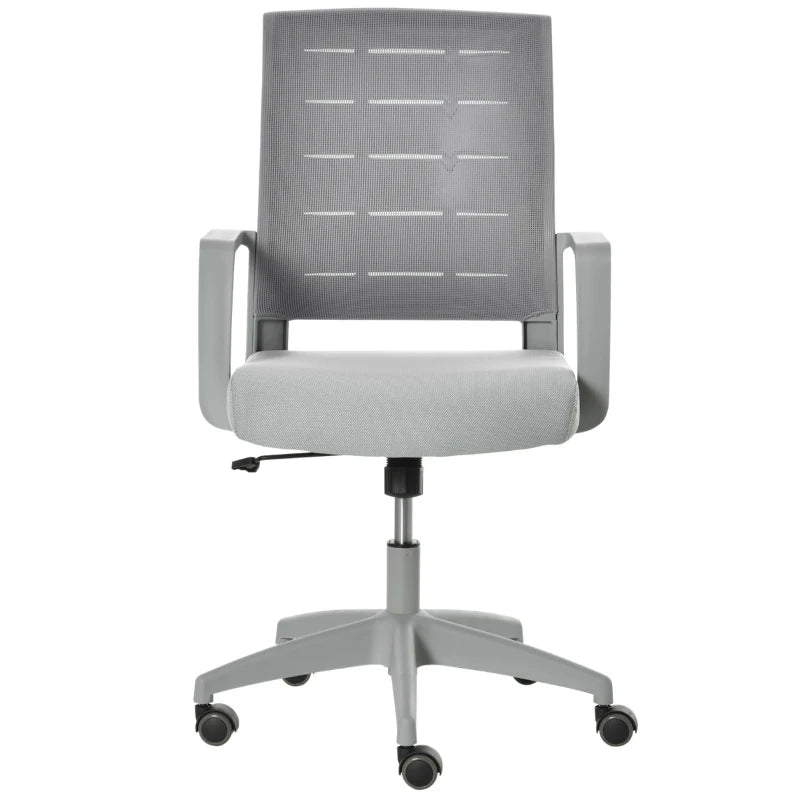 Vinsetto Mid-Back Home Office Chair, Task Computer Desk Chair with Lumbar Support and Adjustable Height, Grey