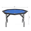 Soozier 48" 8 Player Octagon Poker Table with Cup Holders Folding Top - Blue Felt