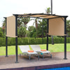 Outsunny 12' x 10' Outdoor Retractable Pergola Canopy with Sun Shade Unique Design Canopy Patio Metal Shelter for Garden Porch Beach, Beige