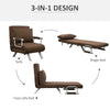 HOMCOM Steel Folding 3 Position Convertible Single Sleeper Bed Chair - Rich Brown