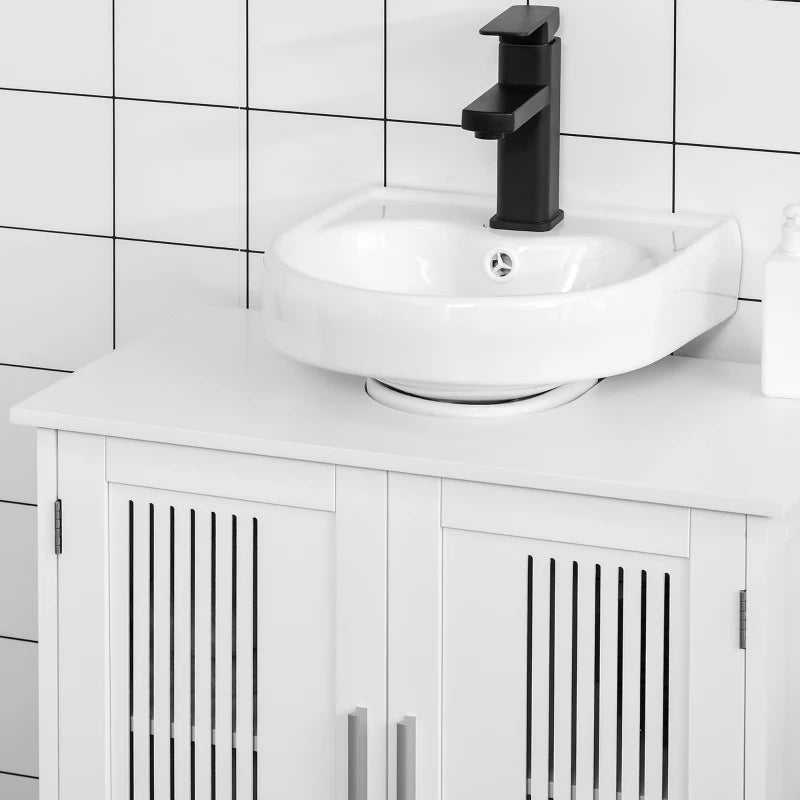 kleankin Bathroom Under Sink Cabinet Vanity Unit with Adjustable Shelf Space Saver, Grey