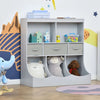 HOMCOM Kids Bookcase, Toy Storage Organizer Cabinet, Children Display Bookshelf with Drawers for Toys, Clothes, Books, Grey