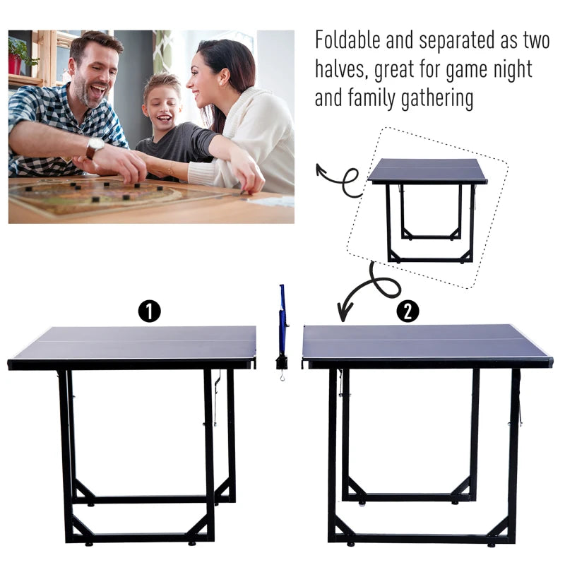 Soozier 72" Compact Folding Multi-Use Indoor / Outdoor Table Tennis Table With Net And Post Set, Blue
