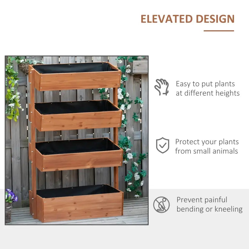 Outsunny 4-Tier Raised Garden Bed Vertical Flower Pots Rack w/ Angle Adjustable Planters