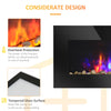 HOMCOM 28.5" 1500W Electric Wall-Mounted Fireplace with Flame Effect, 7 Color Background Light and Side Light, Black