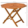 Outsunny 39" Acacia Wood Outdoor Dining Table, Octagon Patio Table with Umbrella Hole, Teak