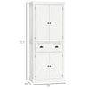 HOMCOM Freestanding Modern Farmhouse 4 Door Kitchen Pantry Cabinet, Storage Cabinet Organizer with 6-Tiers, 1 Drawer and 4 Adjustable Shelves, White