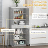 HOMCOM Modern Kitchen Pantry Freestanding Cabinet Cupboard with Doors and Drawer, Adjustable Shelving, Grey