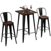 HOMCOM 3 Piece Industrial Dining Table Set, Bar Height Bar Table and Chairs Set with Footrests for Bistro, Pub, Black, and Brown