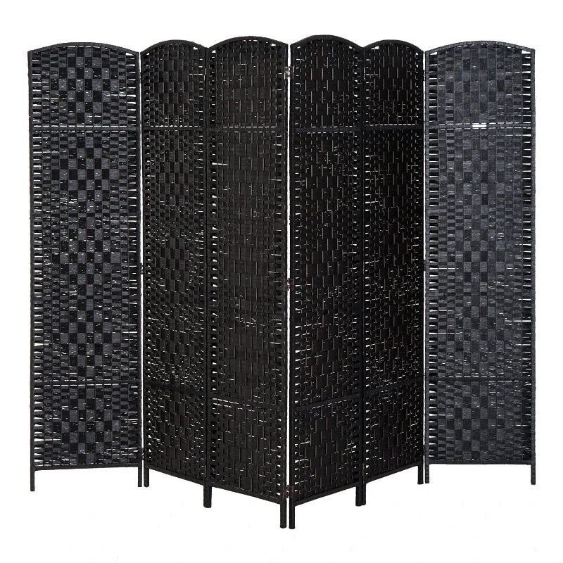 HOMCOM 6' Tall Wicker Weave 6 Panel Room Divider Wall Divider, Black