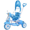 Qaba Children Ride-On Moped Tricycle with a Stylish Design & Interactive Music & Lighting Functions Blue