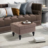 HOMCOM 25" Storage Ottoman with Removable Lid, Button-Tufted Fabric Bench for Footrest and Seat with Wood Legs, Coffee