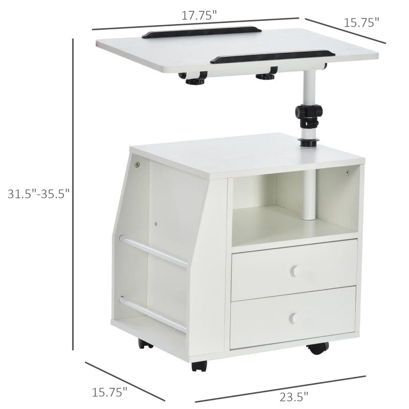 Vinsetto Height Adjustable Mobile Computer Desk with Wheels, a Simple Yet Modern Design & a Multifunctional Desktop