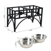 PawHut Feeding Station with Sleek and Heavy-Duty Materials, Dog Food Stand for Medium Sized Dogs, Stainless Steel Elevated Dog Bowls Built to Stay Put in Frame, Classic Black