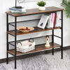 HOMCOM 3-Tier Console Table Industrial Style Storage Metal Wooden Shelf with a Robust Multi-Functional Design & Adjustable Feet, Black