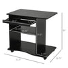 HOMCOM Computer Desk Cart, Mobile Small Office Workstation with Slide-Out Keyboard Tray, Adjustable Shelf, & CPU Stand, Black