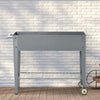Outsunny 41" x 15" x 32" Raised Garden Bed Elevated with Wheels, Metal Elevated Planter Box with Bottom Shelf for Storing Tools & Water Drainage Hole, Grey