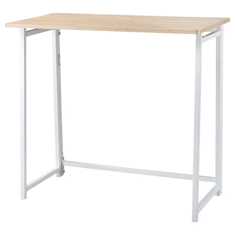 HOMCOM Writing Desk, 31.5" Folding Table for Small Space, Computer Desk with Metal Frame, Space-Saving Workstation for Home Office, White