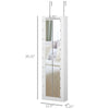 HOMCOM Jewelry Armoire with Mirror and 18 LED Lights, Wall-Mounted/Over-The-Door Cabinet with 3 Mountable Heights, White