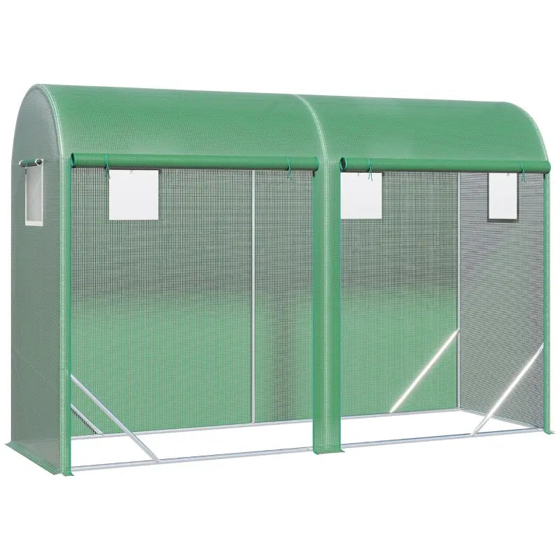 Outsunny 79" x 29" x 66" Walk-in Garden Greenhouse, Outdoor Portable Hot House with Roll-Up Door and Two Windows, Deep Green