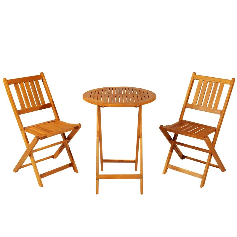 Outsunny 5-Piece Outdoor Garden Bistro Table Set with Clean Stylish Design, Woodgrain Plastic Top & Draining Slat Design