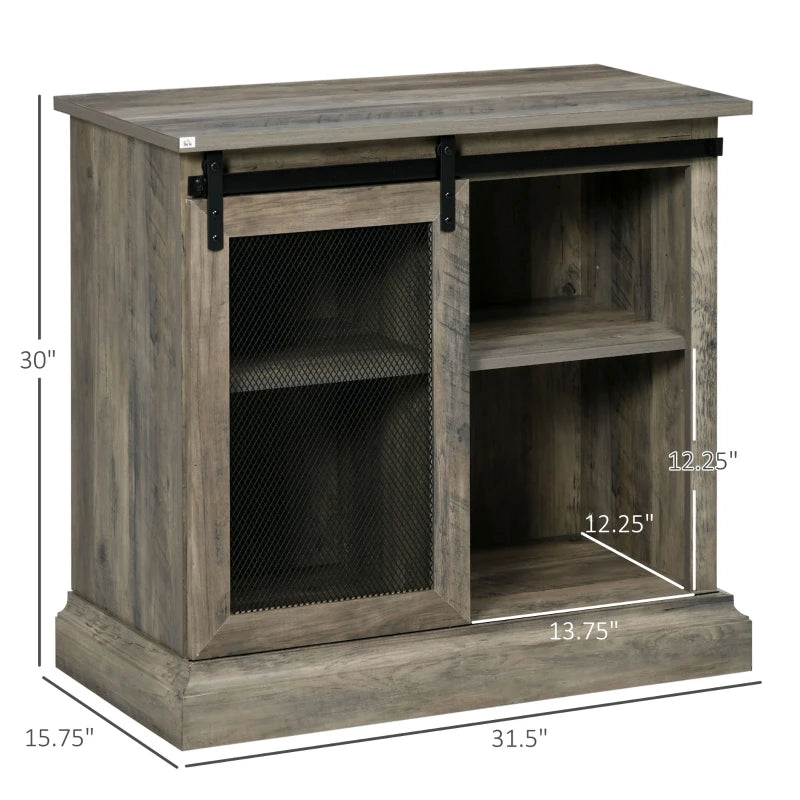 HOMCOM Farmhouse Buffet Cabinet Kitchen Sideboard with Sliding Barn Door and Adjustable Shelves for Living Room Natural