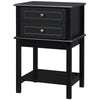 HOMCOM Side Table with 2 Storage Drawers, Modern End Table with Bottom Shelf for Living Room, Home Office, Black