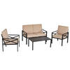 Outsunny 4-Piece Patio Furniture Set Garden Conversation Set with Soft Washable Cushions & Strong Steel Frame, Beige