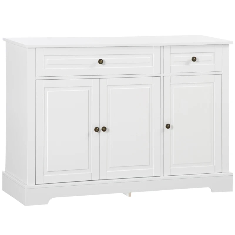 HOMCOM Sideboard Buffet Cabinet, Modern Kitchen Cabinet with 2 Drawers and Adjustable Shelves, Coffee Bar Cabinet for Living Room, White